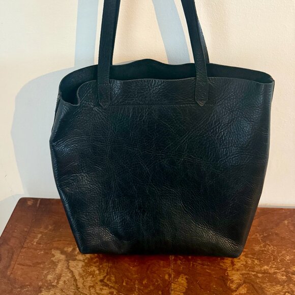 Madewell Black Leather Tote Bag - Picture 2 of 7